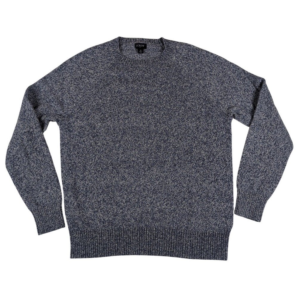 J.Crew Re-Imagined Lambswool Blend Crewneck Sweater Mens M Blue Marled Knit EUC